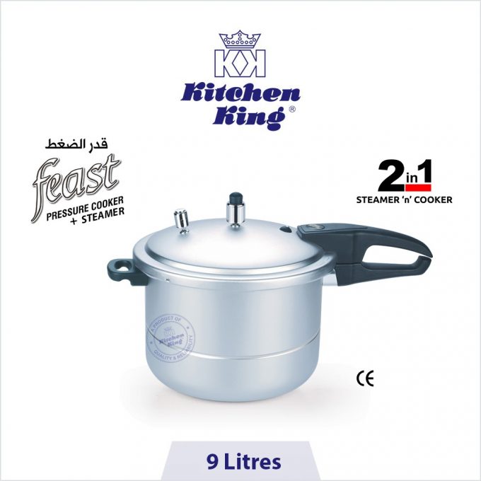 best pressure cooker in Pakistan, best quality pressure cooker, blaze + steamer 9 litres, kitchen king cookware