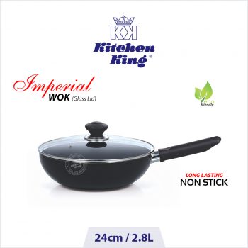 best nonstick cookware Imperial Wok long handle with glass lid 26cm