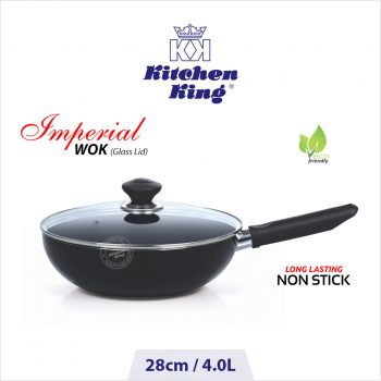 best nonstick cookware Imperial Wok long handle with glass lid 30cm