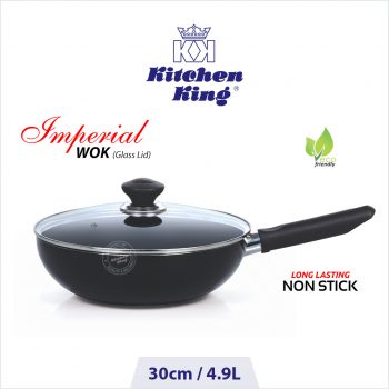 best nonstick cookware Imperial Wok long handle with glass lid 30cm
